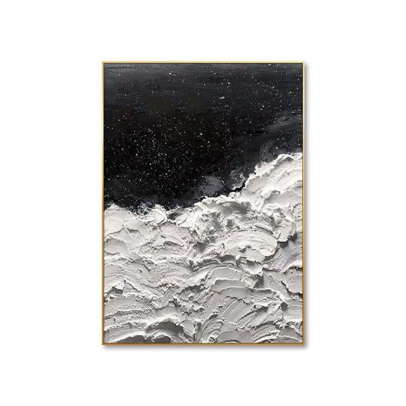 Handmade Thick Abstract Oil Painting Canvas Wall Art Decoration Modern New Design Origianl Art Oceans Of Stars Black And White Seawave Wall Art Decor For Home Decor Rolled Frameless Painting