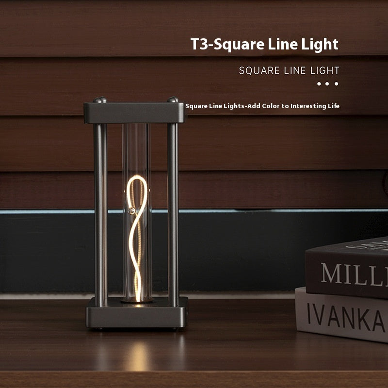 Creative Square Quantum Night Light Curved Wire Light Usb Atmosphere Small Night Lamp