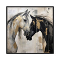Hand-Painted Abstract Animal Horses Painting Texture Canvas Wall Art Modern Black And White Horses Painting Contemporary Office Decor